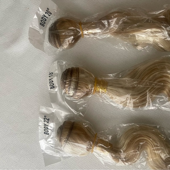 18” 20” 22” Sun Streaked Blonde Sew In Weave Extensions NEW Deep Ocean Waves - Picture 4 of 4